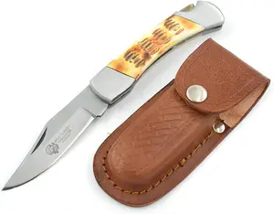 Wild Turkey Handmade 5-inches Deep Cut Burn Bone Lock Back Pocket Folding Knife, 3.85-inches Stainless Steel Blade, 8.85-inches Overall