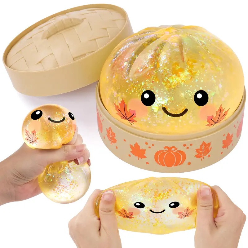 Maple Leaves Thanksgiving Dumpling Stress Relief Toys Set, Cute Malt Sugar Thanksgiving-Themed Squeeze Dumpling Stress Balls, Slow Rising Squishy Fidget Sensory Toy, Soft Squeeze Decompression Dough Gift for Adults and Girls Boys, Birthday Gifts