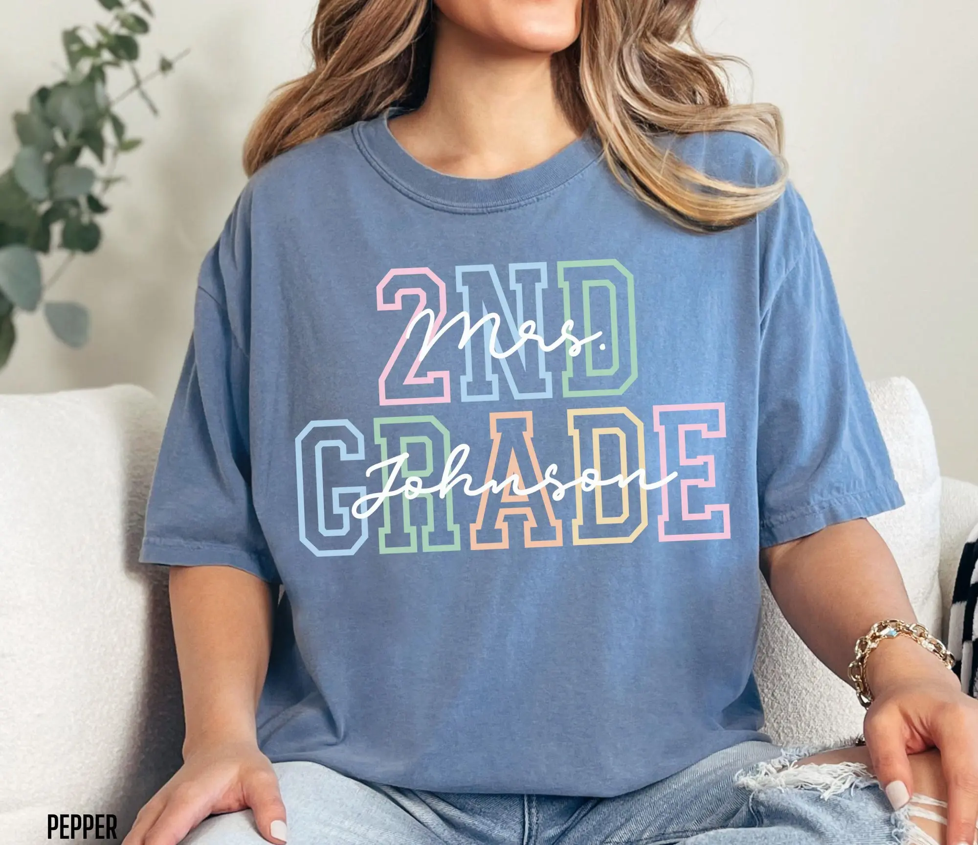 Personalized Second Grade Teacher Name Shirt Comfort Colors 2nd Grade Teacher Team Tshirt Back to School Teacher T Shirt with Name Cute Tees