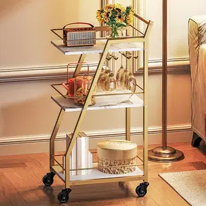 YATINEY Bar Cart, 3-Tier Small Bar Cart on Wheels, Home Bar Serving Cart with Glass Holders, Beverage Cart for Bar, Kitchen, Dining, Party Room #SpringSale #BigSpringSale