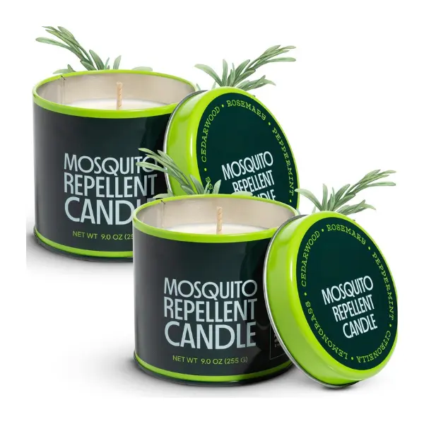 2 Pack Citronella Outdoor Candles for Patio, Soy Beeswax Blend with Essential Oils, Long Lasting Scented Candle for Backyard Camping Picnic