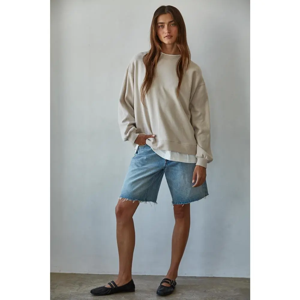 Women's Casual Soft 2-Piece Polyester-Cotton Long-Sleeve Crew Neck Knitwear Pullover Top with Matching Bottom