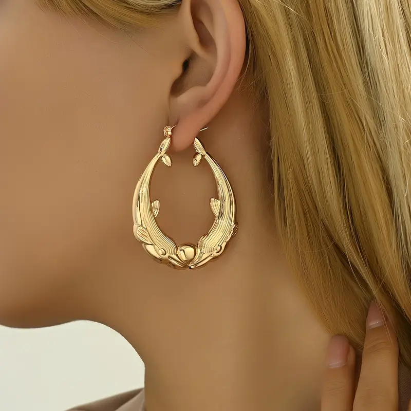 Women's 1 Pair Copper Metal Dolphin Huggie Hoop Earrings - Fashionable, Elegant Coastal Animal-Themed Female Costume Jewelry for Special Occasions