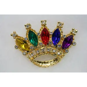 CROWN Pin Mardi Gras RHINESTONE Crystal Brooch, Crown Brooch Pin, Crystal Crown Brooch Jewelry