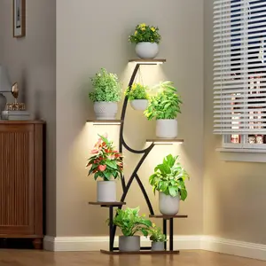 Plant Stand Indoor with Grow Lights - 6 Tiered Indoor Plant Shelf, 45.2" Metal Corner Plant Stands for Indoor Plants, Plant Rack Display for Indoor Plants Multiple, Flower Holder for Living Room Patio Balcony Décor summerwins