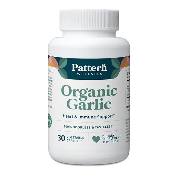 Odorless Organic Garlic Extract 20:1 with Allicin, Supports Circulatory Health, Heart Health & Immune Function, Non-GMO, Gluten-Free, Vegan, 30 Capsules