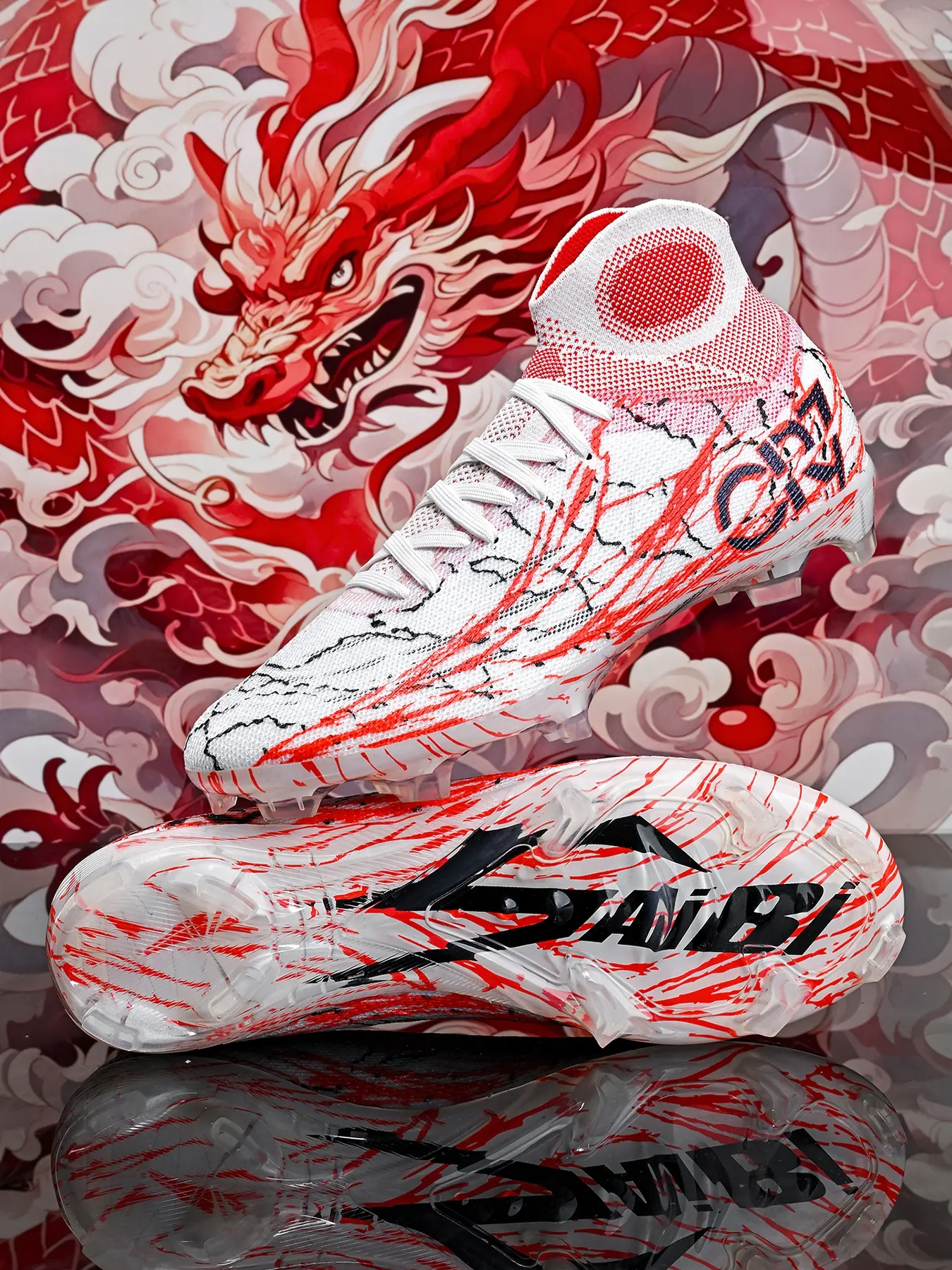 Lightweight Men's High Top Football Shoes Ag Long Studs Anti-Slip Breathable Outdoor Sports Professional Natural Grass Training Youth Shoes Soccer Shoes Football Field Boots Soccer Cleats
