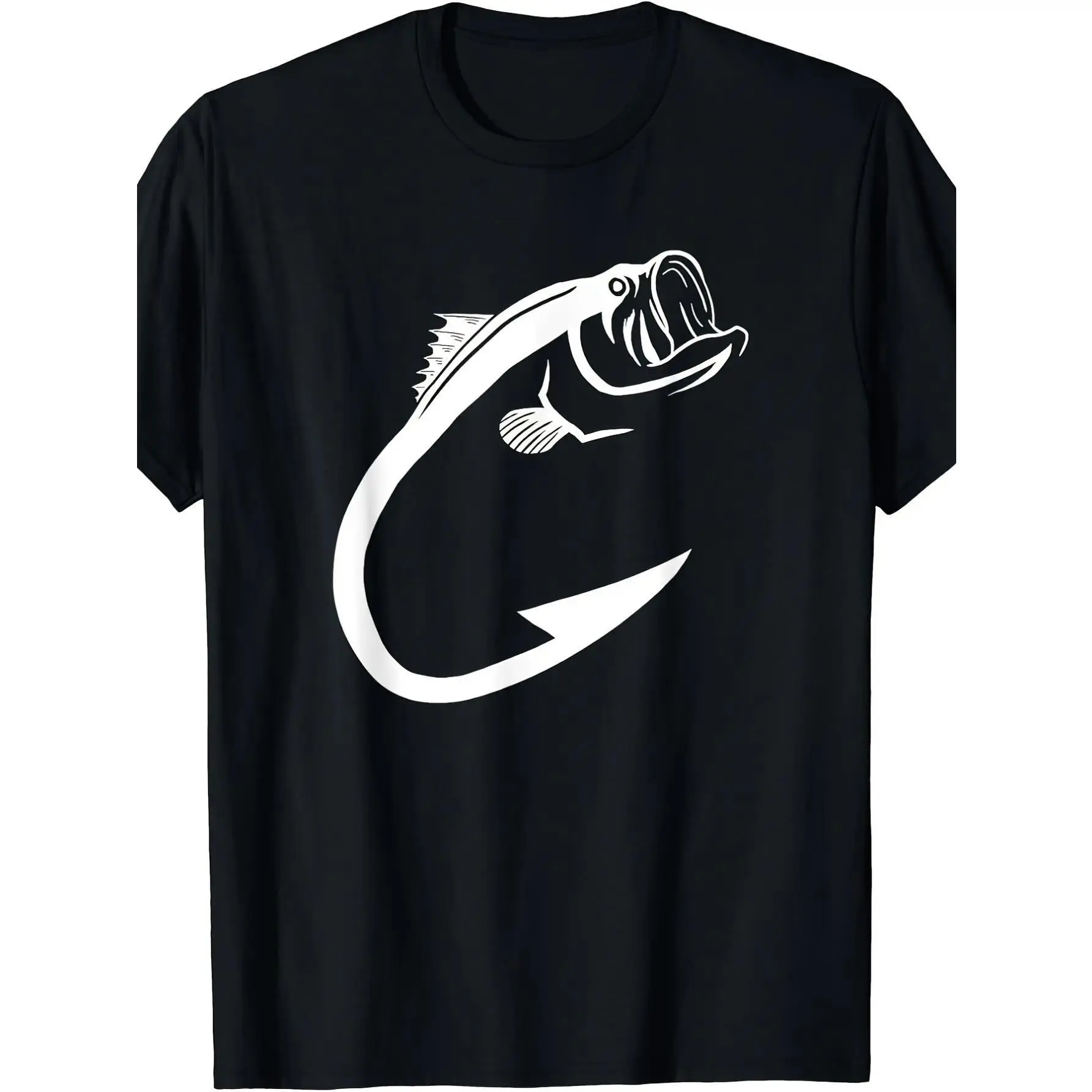 bass fish hook minimalist graphic tshirt, fishing angler oversized tee, men's fisherman streetwear casual cotton top, angler daily wear gift shirt