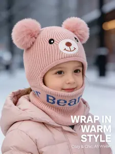 Black Friday Price! [Eye-catching Cute Face Cover Beanie] Soft Furry Kids Unisex Knit Face Cover Beanie Comfortable Cute Item for Parent-Child Afternoon Tea Dates Knitted Winter Hat