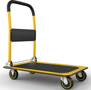 Upgraded Foldable Push Cart Dolly | 330 660 Pound Capacity Moving Platform | Heavy Duty Space Saving Collapsible | Swivel Push Handle Flat Bed Wagon cart