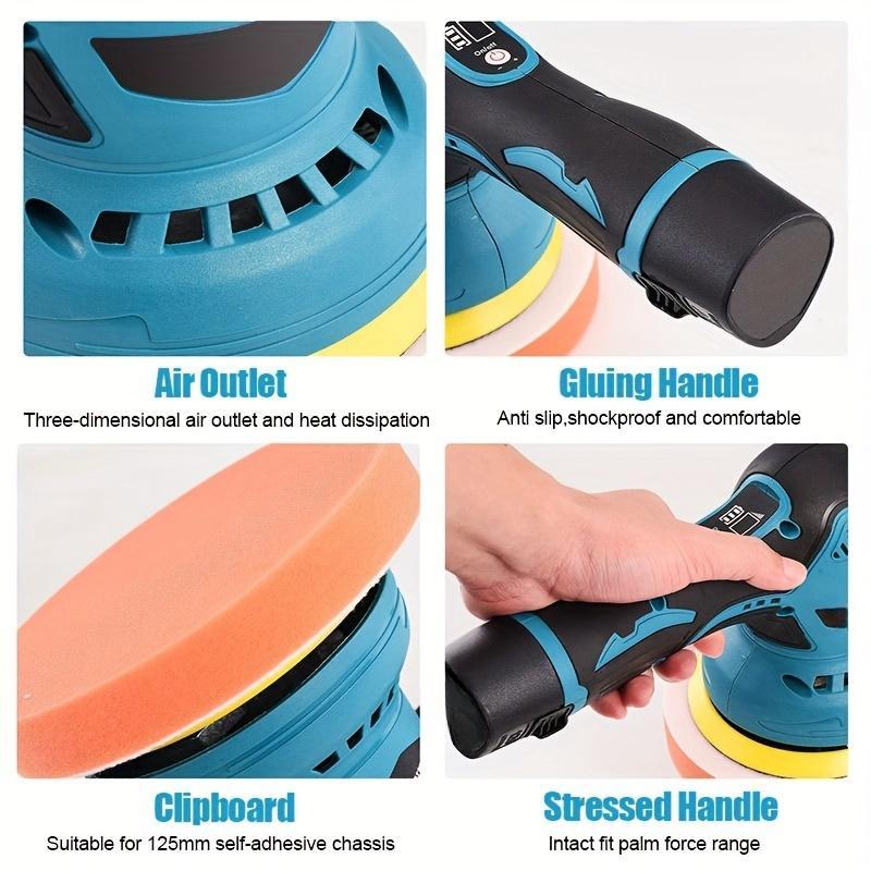Cordless Car Buffer Polisher with 12V Lithium Rechargeable Battery*2, Cordless Polisher with 8 Variable Speeds, Cordless Buffer Polisher for Car Detailing, Polishing Tools, Polishing Accessories for Men#fathersdaygift