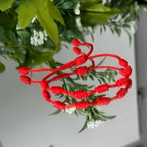 7 Knot Protection Bracelet/anklet - Red Rope Design as Shown in the Image