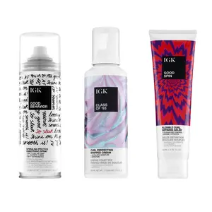 IGK ALWAYS IN THE LOOP BUNDLE | Class of ‘93 Curl Cream + Good Spin Curl Gelee + Good Behavior Smoothing Spray | Intense Moisture | 491ml | 16.6 oz