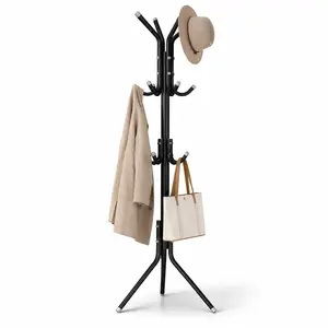 12-Hook Metal Coat Rack Hall Tree – Freestanding Organizer for Jackets, Hats, Purses, Entryway Storage