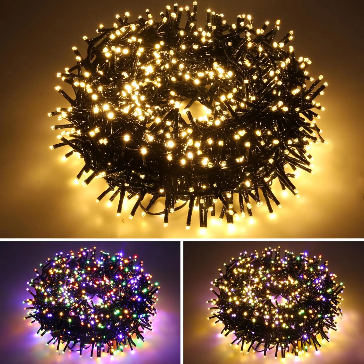 500 LED 49 FT Christmas Cluster Lights, Multi & Warm String Lights Plug in with 11 Modes, Timer & Memory Function Extendable for Indoor Outdoor Wedding Party Christmas Decoration (500)