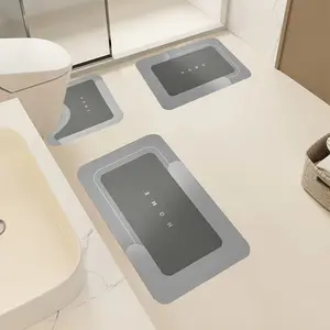 Bathroom Rugs 3pcs Diatomaceous Earth Bath Mat Non-Slip Bathroom Toilet Mat Set Super Absorbent Dry Machine Washable Non-Slip Backing for Safe And Easy Cleaning Perfect for Any Home Hotel Shower Room