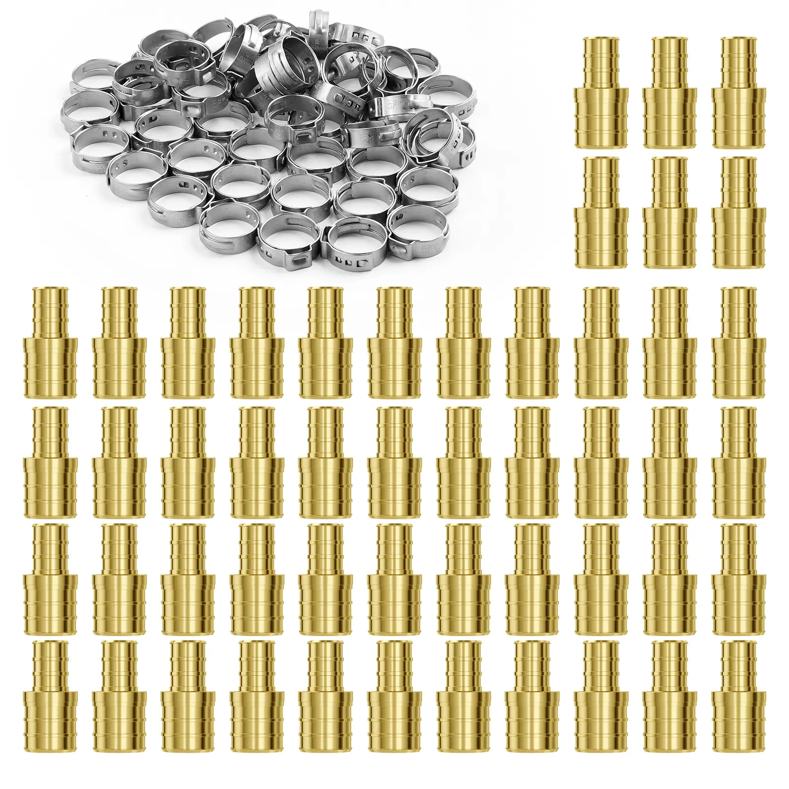 【Summerfinds】VEVOR Pipe Fittings,1/2"-3/4" 50PCS Brass Pipe FittingsClamp-style 1/2 NPT Internal Thread Pipe Connector Brass Air FittingsHeavy Duty Plumbing Fittings NPT Adapter for Heating/Shower SystemsWater Pipes