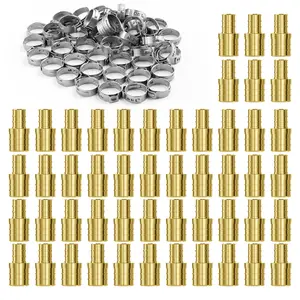 VEVOR Pipe Fittings,  1/2"-3/4" 50PCS Brass Pipe Fittings, Clamp-style 1/2 NPT Internal Thread Pipe Connector Brass Air Fittings, Heavy Duty Plumbing Fittings NPT Adapter for Heating/Shower Systems, Water Pipes