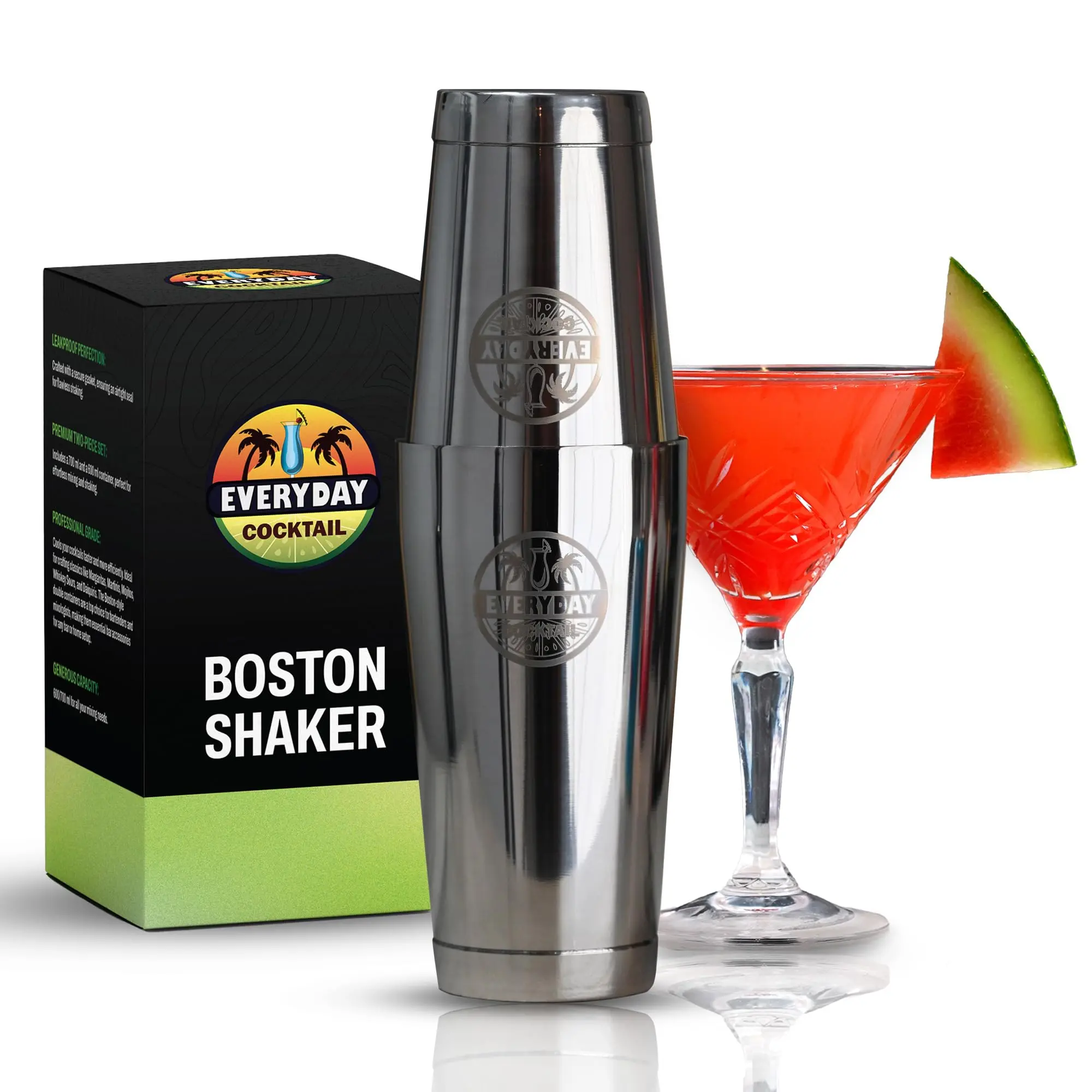 Boston Shaker Set  18oz Weighted Cocktail Shaker | Stainless Steel Bartender Tool