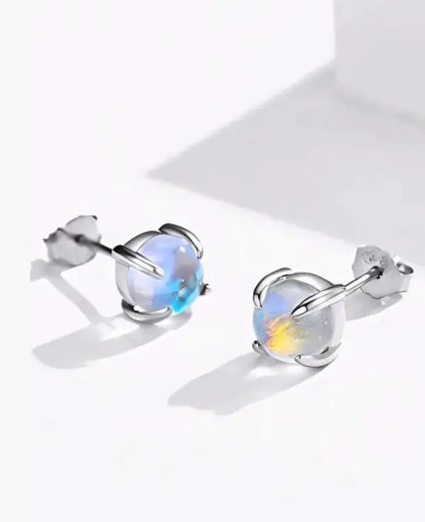 Elegant Women's 925 Silver Moonstone Earrings, Hypoallergenic Fashion Square Stud Earrings, Minimalist Earrings, Simple Style Jewelry for Daily Wear & Gifting accessories
