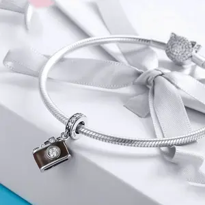 925 Sterling Silver Retro Camera Dangle Charm Photography Jewelry
