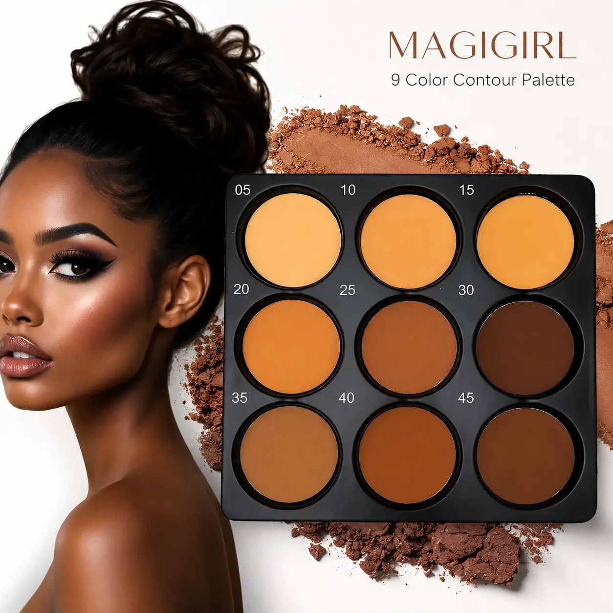 9-Color Bronzer & Concealer Palette, Oil Control Make Up with Buildable Coverage for Face Contouring, Matte & Shimmer Finish for All Skin Types, 1-Pack, Cosmetic, Beauty Products, Versatile Beauty Products, Bronzing Makeup