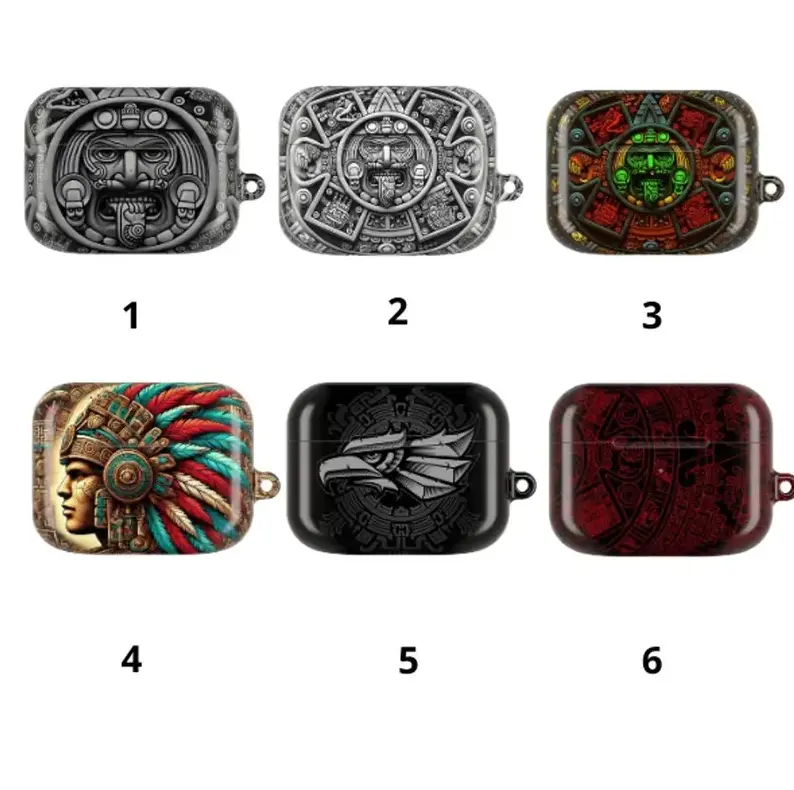 [Aztec Art Style] Aztec AirPods Case, Azteca Art Protective Cover for AirPods 1, 2, 3, 4 & AirPods Pro 1, 2, 3, Shockproof TPU Case, Tribal Aesthetic Gift