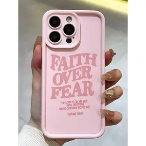 The Eye-Catching Words "FAITH OVER FEAR" Phone Case Suitable For Compatible With Iphone 17,16, 15, 14, 13, 12, 11, PRO MAX,PRO , PLUS,17Air,16E,As Well As Galaxy S25/24/23/22 Ultra/Plus/FE