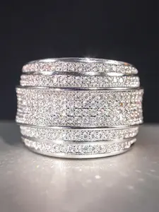 Luxury Artificial Zirconia Ring, Stackable Finger Rings, Fashion Accessories for Women, Trendy All-match & Exquisite Jewelry for Birthday Gift