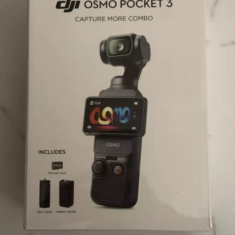 DJI Osmo Pocket 3 Creator Combo 3-Axis Gimbal Stabilizer (1" CMOS, 4K/120fps Video) with 10" Hard EVA Case, 64GB Memory Card, 2 YR CPS Enhanced Protection Pack