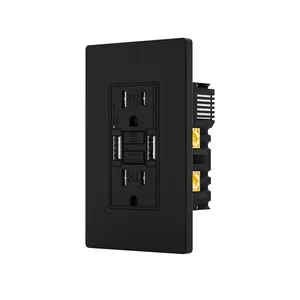 15 Amp GFCI Outlet with Dual USB-A Ports, Self-Test GFCI Electrical Outlet, Tamper-Resistnt GFCI aOutlet, Screwless Wall Plate Included, ETL Listed, Black,1-Pack