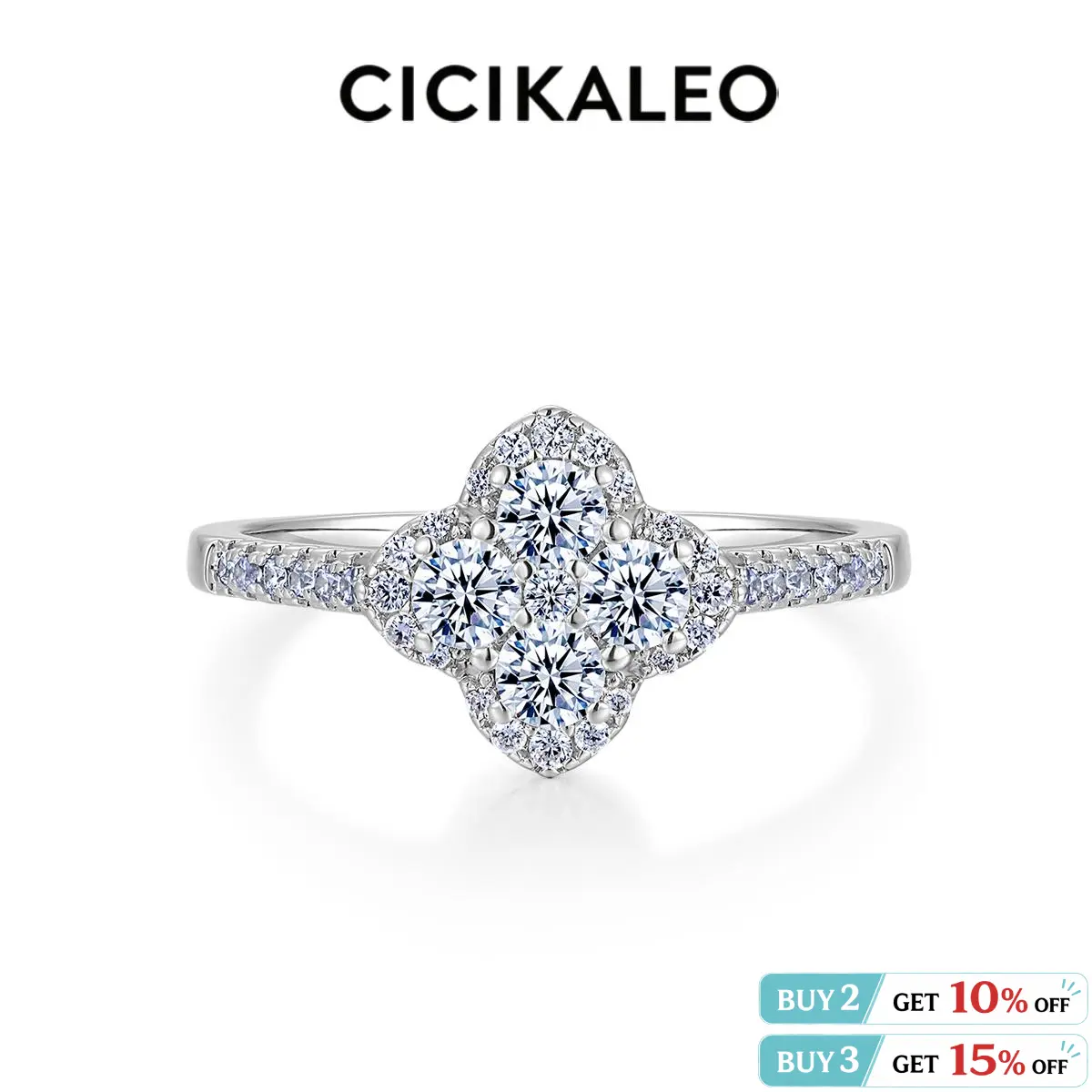 CICIKALEO 1.3CT Moissanite Rings for Women Clover Lucky 18K Real Gold-Plated&Silver Tone Lab-Created Engagement Promiserings Gift for Her R021 #Summervibes tiktokshopbacktoschool