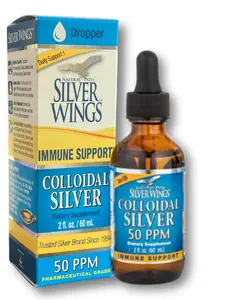 Natural Path Silver Wings Colloidal Silver 50ppm (250mcg) Immune Support Supplement 2 fl. oz. Dropper