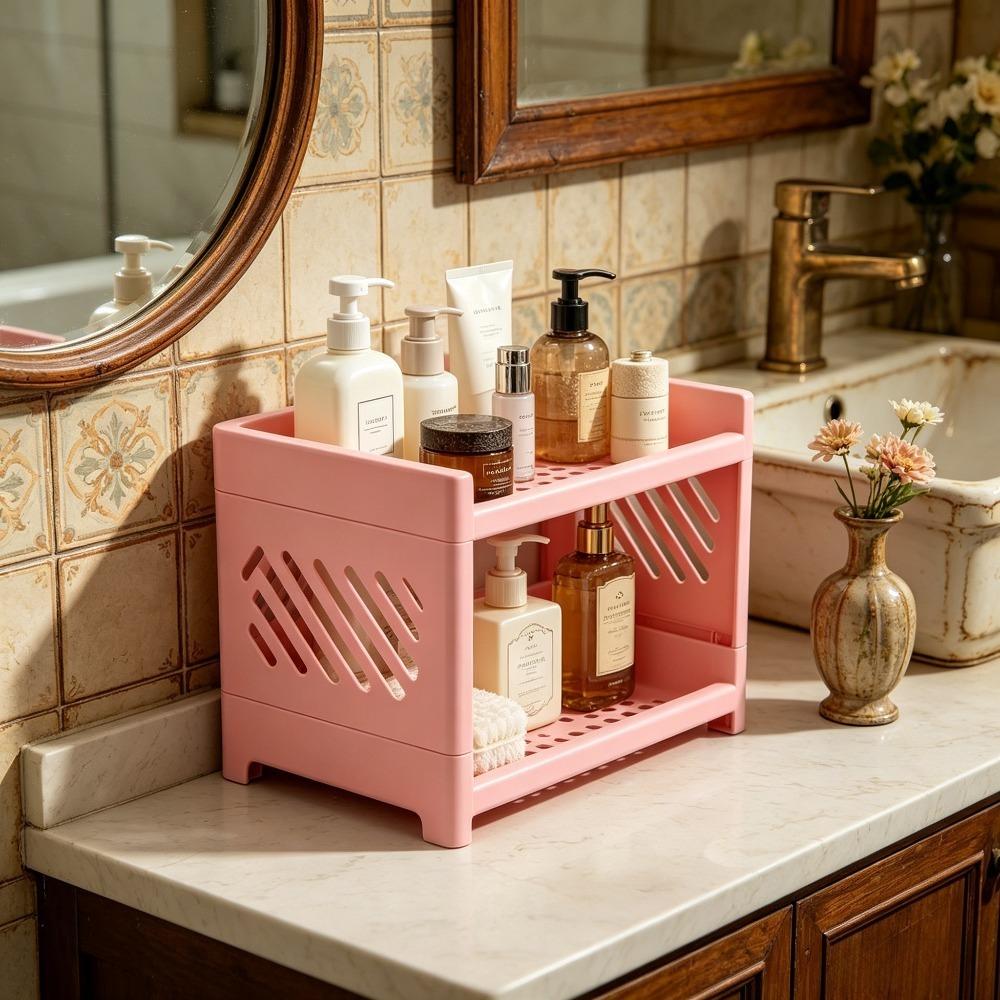 Rectangular Bathroom Storage Shelf – Multi-Purpose Organizer for Bathroom, Desk, Cosmetics & Stationery