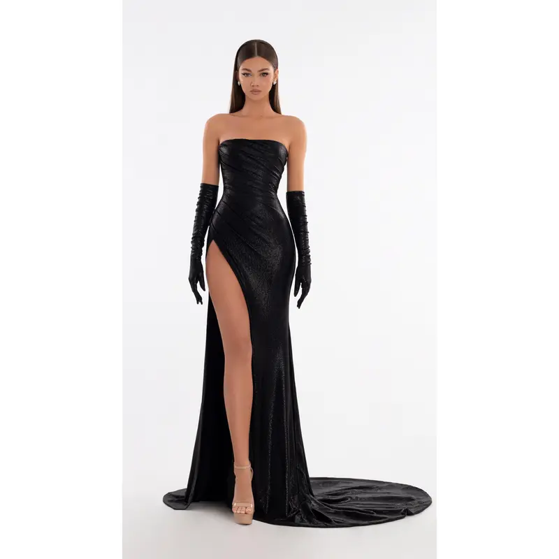 classy formal dress with gloves Anastasia Velvet Formal Dress And Gloves Set