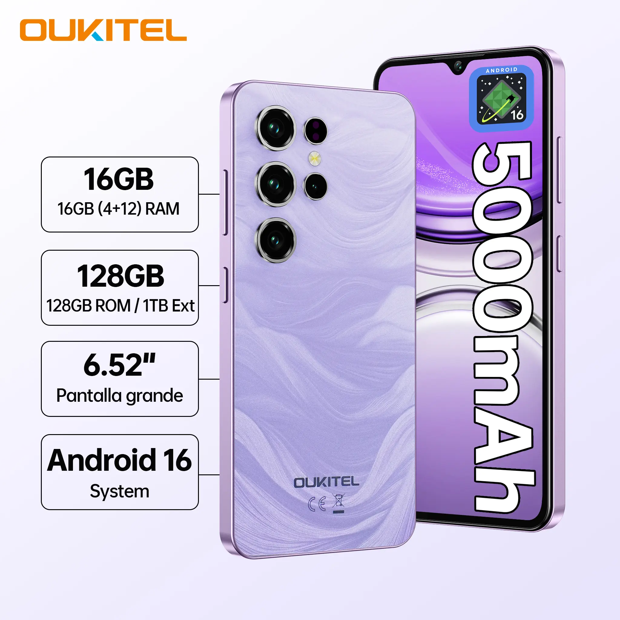 OUKITEL C2 Unlocked Cell Phone -6.52" Display Smartphone, 16GB+128GB/1TB, 5150mAh Battery Phone, 13MP Camera, 4G Dual Sim Mobile Phones, 3.5mm Jack/Face Unlock/GPS/BT5.0/95 dB Speaker, Black