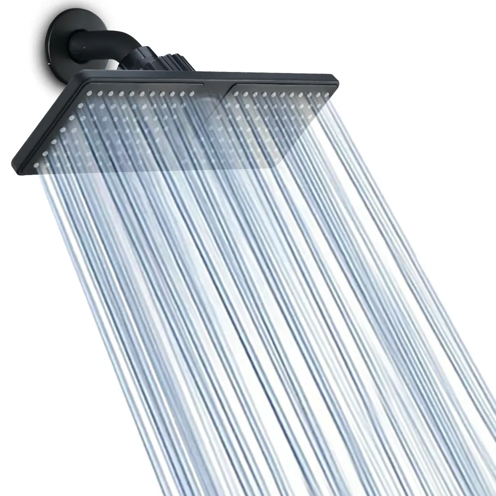 Luxe High-Pressure Rectangle Shower Head Replacement, Wall Mount Rain Setting, Polished Abs Plastic, Modern Bathroom Accessory, High Pressure Showerhead