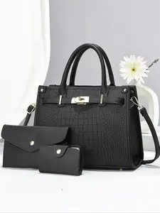 Women's Embossed Handbag, Large Capacity Daily Use Bag, Fashionable Multi-Functional High-Quality Elegant Commuter Bag