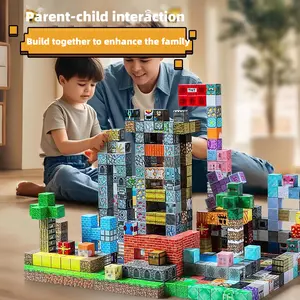 500/300/200PCS Magnetic Building Blocks Large Size Montessori Sensory Set,Magnetic Cube Blocks SetStrong Magnetic Suction Stable Stacking Not Easy Loose,Logical Development Geometric Shape Learning Toy,  Family Interactive Educational Gift