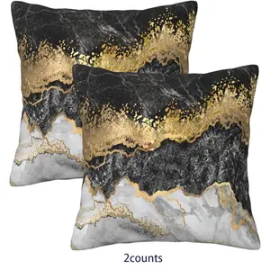 Abstract Marble Pattern Cushion Cover, 2 Counts Square Throw Pillow Cover without Filler, Household Decoration Supplies for Home Living Room Sofa Bed