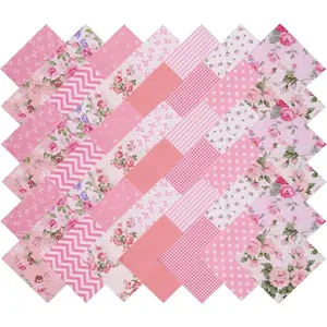 Pink Charm Packs for Quilting, 5 in-5x5 Charm Squares Precut Quilting Fabric, 100% Cotton Fabric Squares for Sewing DIY Patchwork, 42 Pcs