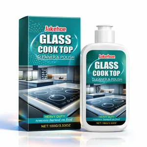 （Buy one, get one free）Glass Cooktop & Stove Top Cleaner Kit, Removes Grease & Burnt-On Food, Jakehoe Safe for Gas, Induction, Electric Cooktops & Air Fryers, Streak-Free Shine, Includes Stove Scraper & Scrubbing Pad