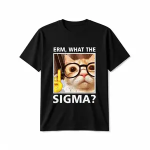 Graphic T-Shirt with 'What The Sigma' Cat Meme, Unisex Heavy Cotton Short Sleeve, Classic Fit with Round Neck for Casual Wear