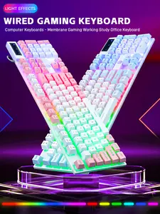 JELLOO 108-Key Keyboard, Gaming Keyboard Wired Full Size Computer Keyboards Blacklighting Creamy Cute Pink Keyboard with Number Pad