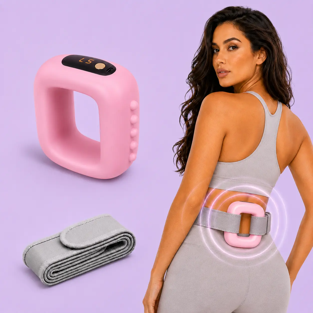 Women's Wearable Vibrating Body Ring - Lightweight Personal Care Gadget, Adjustable Strap, Hands-Free Muscle Stimulator, Skin-Friendly, 8 Modes, 1 Button On/Off, Relieves Fatigue for Waist & Legs Tight Muscles