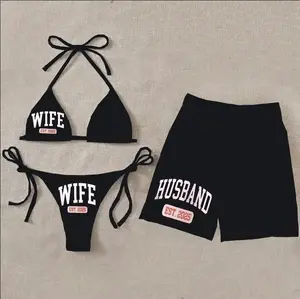 [Hot Summer 2026] - Couple Honeymoon Set – WIFE Bikini & HUSBAND Swim Shorts (Est. 2025)