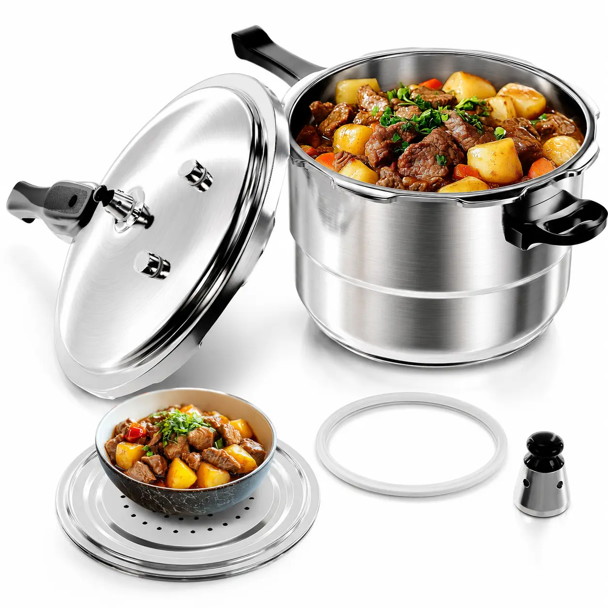 Wantjoin Pressure Cooker Stainless Steel 4-11Qt, Stove Top Pressure Cooker Pot Used for Pressure Foodie or Steaming, Compatible with Gas & Induction Cooker