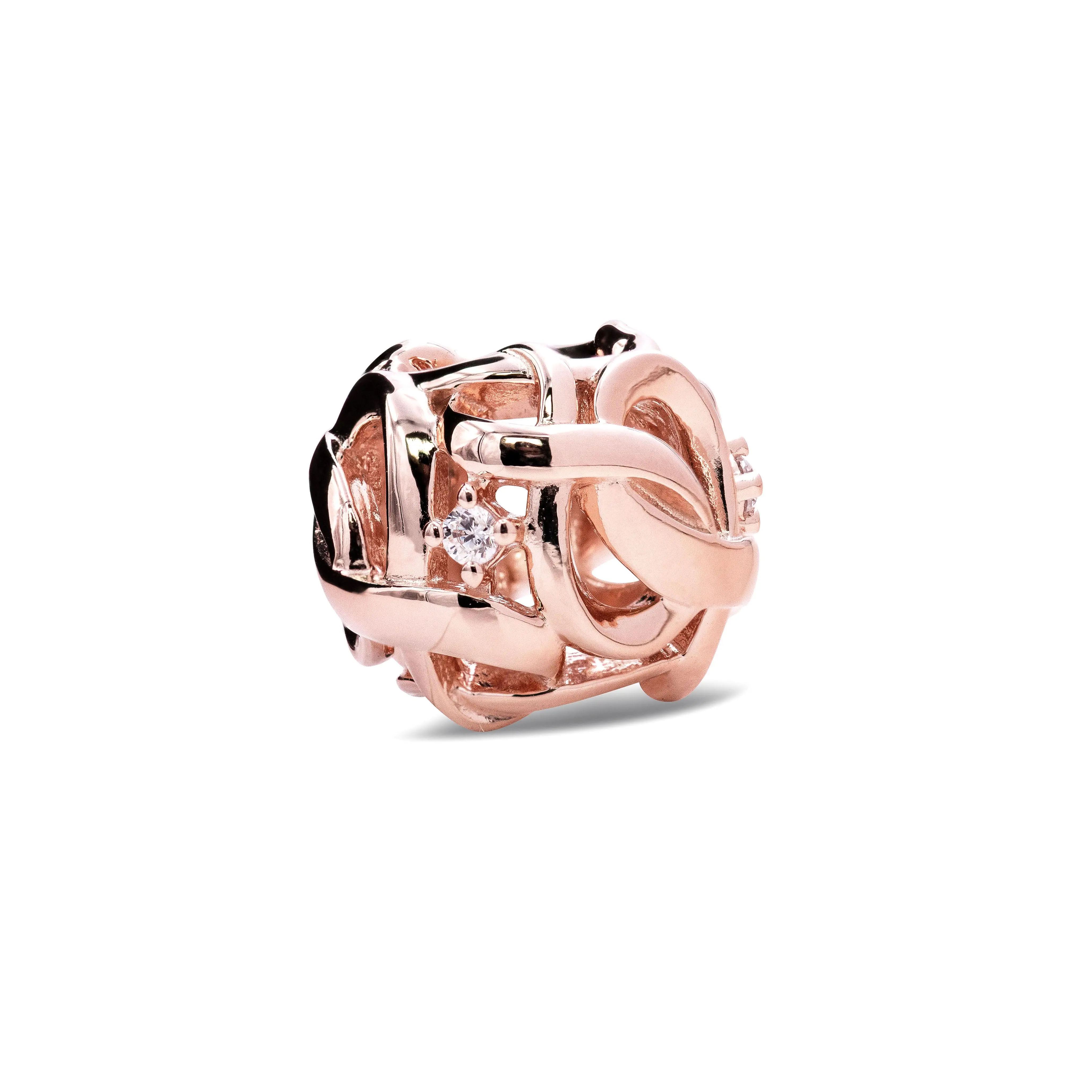 Pandora Openwork Woven Infinity Round Charm - 14ct Rose Gold-Plated Metal Blend, Sparkling Stones Diamond-Cut Dainty Love Gift for Women, Fashion Costume Jewelry Accessory 788824C01