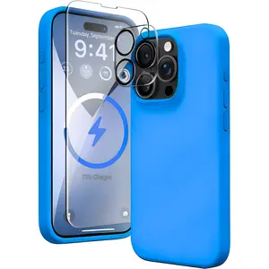 Entronix Case for Apple iPhone 17/16/15/14/13/12/11 Air/Plus/Pro Max - Liquid Silicone Case, Clear Camera Lens & Tempered Glass Screen Protector