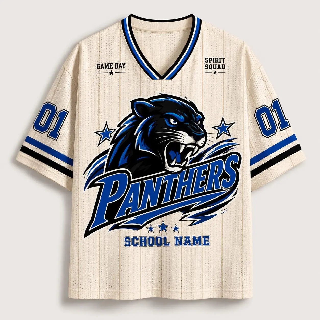 Personalized Panthers Mascot Mesh Jersey, Custom Name Number Football Mesh Jersey, School Spirit Game Day Shirt, Team Gift